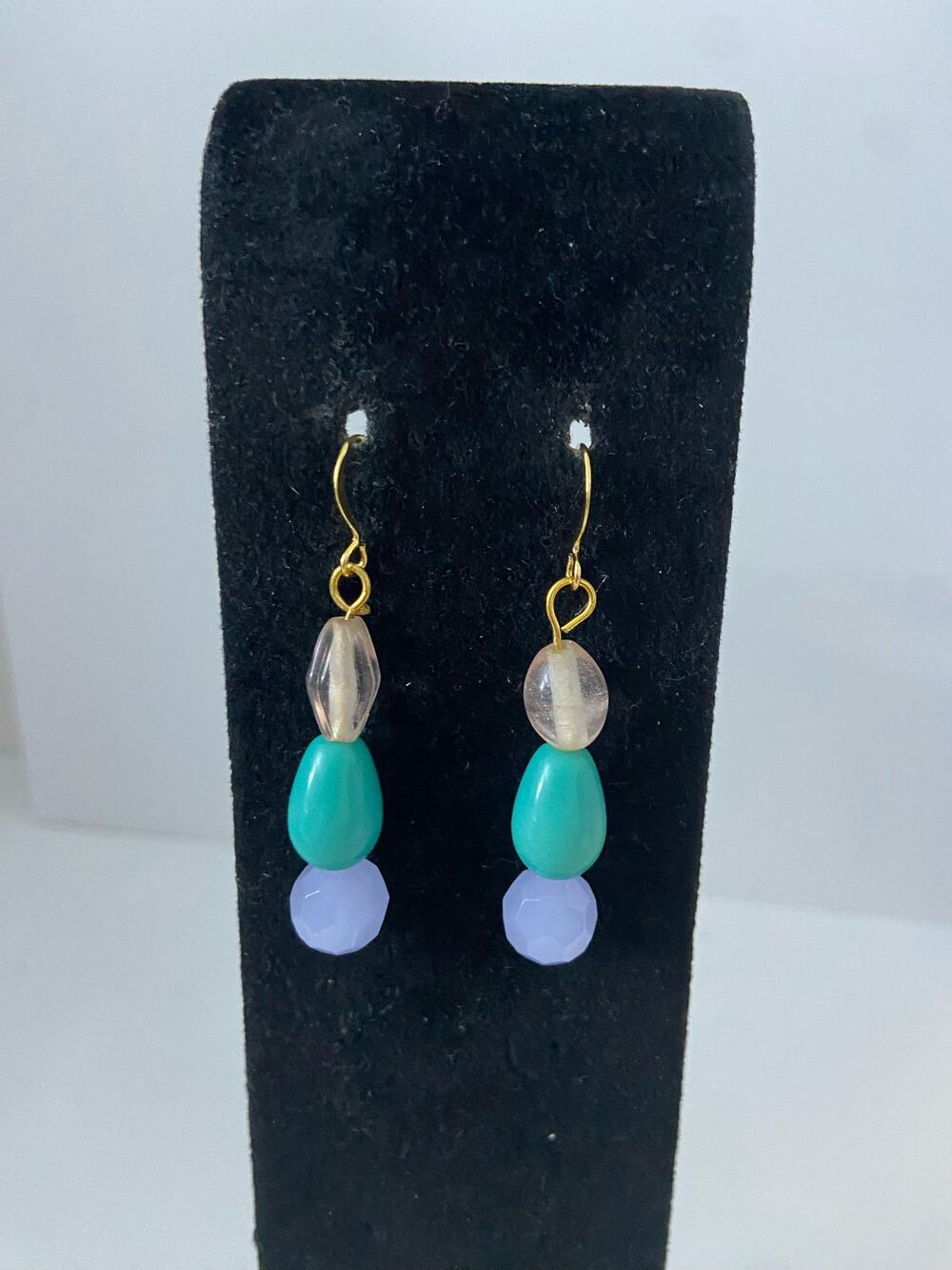 Upcycled colorful bead earrings